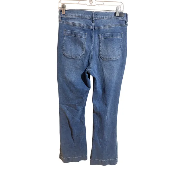 Nicole Miller Nomad Super High Rise Flare Jeans Womens 8 Blue Excellent Stretch - Image 3