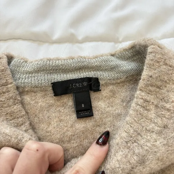 J Crew Womens Small Sweater Alpaca Merino Wool‎ Beige Luxury Preppy Cozy Office - Image 2