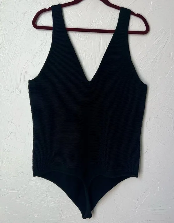 NWOT Abercrombie & Fitch ribbed double black bodysuit size XXL - Image 6