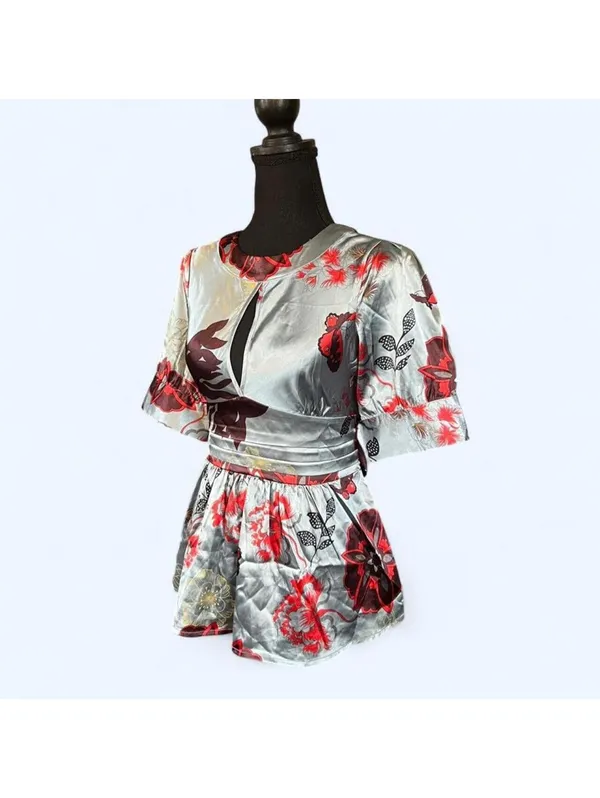 Vintage Y2K BCBGMAXAZRIA Floral Kimono Top size small - Image 5
