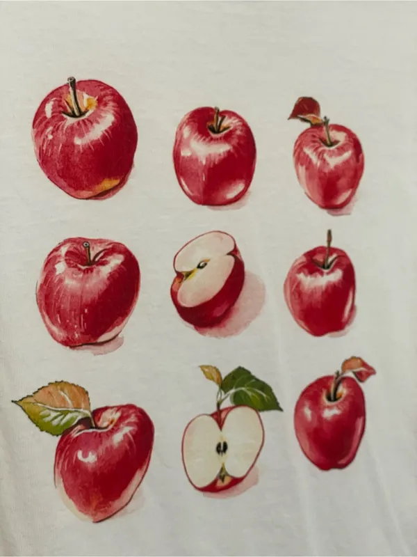 J.Crew Collectors Tee Size L Apple Graphic Print White Cotton Short Sleeve - Image 3