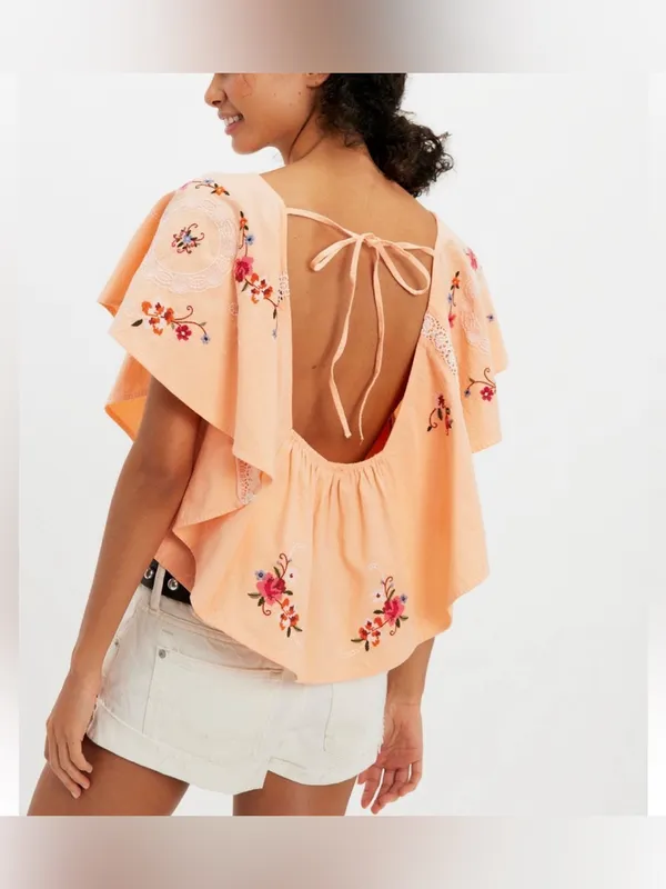 NWT Free People Make Me Yours Blouse - peach combo - Small - Image 7