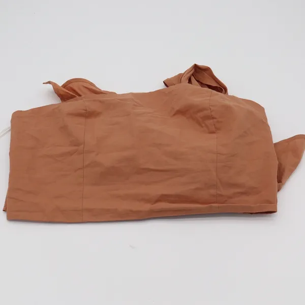 SHEIN Top Womens L Rust Orange Bow Front Smocked Excellent - Image 2