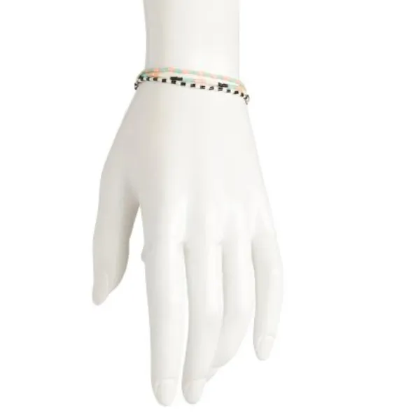 GORJANA Gigi Striped Palm Desert Glass Beaded Bracelets Set of 3 Pink Aqua Black - Image 3