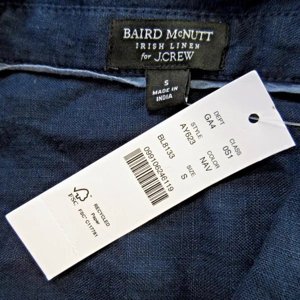 NWT J.Crew Relaxed-fit Short-sleeve Navy Baird McNutt Irish Linen Shirtdress S - Image 7