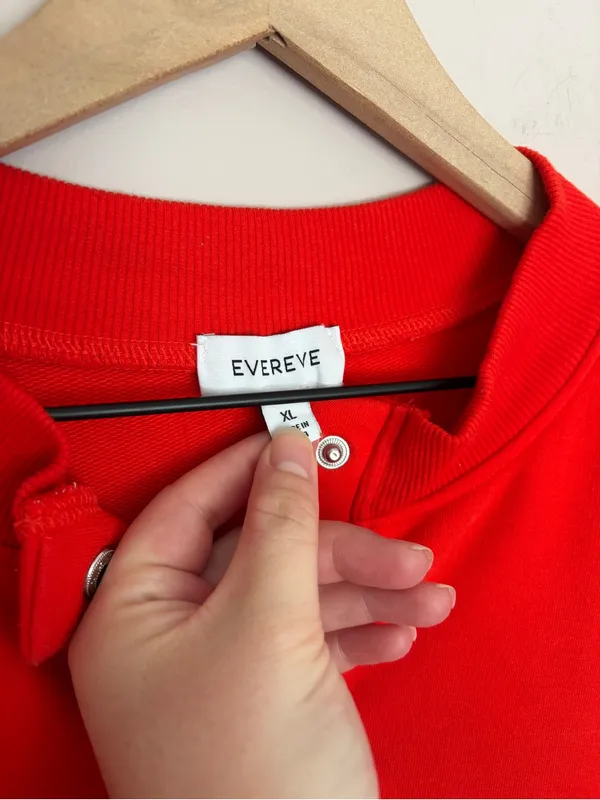 Evereve Andi Snap Button Henley Pullover Sweatshirt Coral XL - Image 4