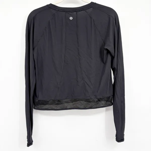 Lululemon Womens Stripe in Stride Long Sleeve Mesh Trim Athletic Top Black 6 - Image 8
