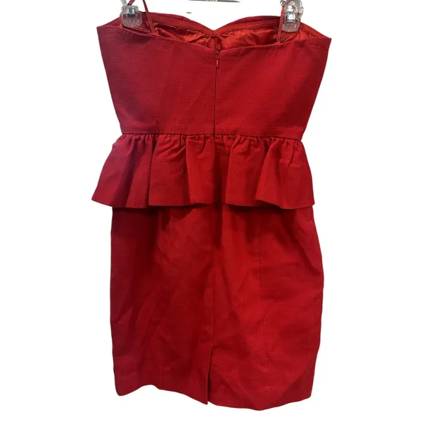 Anyn K Women's Red Strapless 100% Cotton Peplum Mini Dress S Excellent Condition - Image 5
