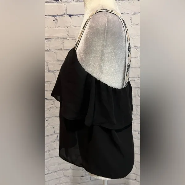 J.Crew Factory Black Embroidered Tank Top Size 2 - Image 3