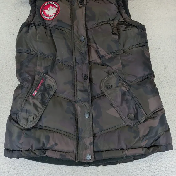 Canada Weather Gear Womens Camo Puffer Vest Fleece Lined Hooded Small OLCW698 - Image 11