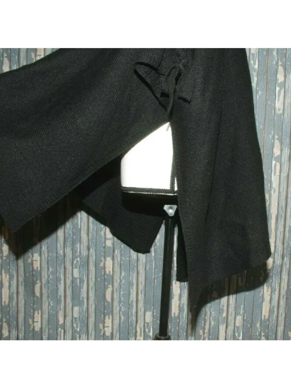 Madden NYC Black Poncho Style Sweater Oversized One Size Lagenlook Grunge Casual - Image 8