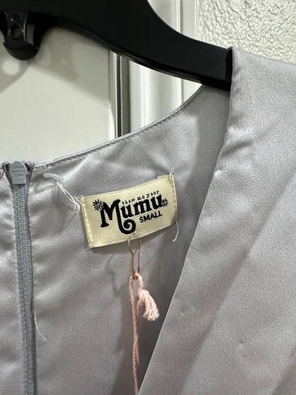 NWT Show Me Your Mumu Silver Satin Maxi Gown Dress Small - Image 9