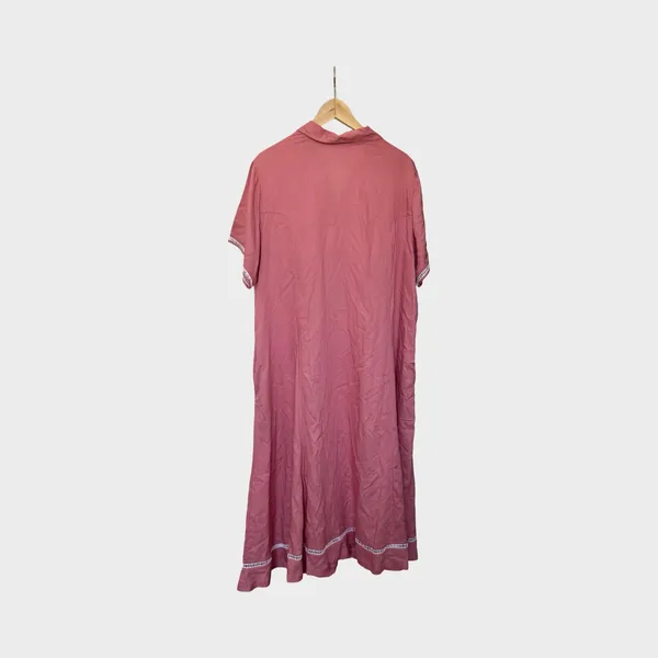National Button Front Shirt House Dress Women's 2X Pink Short Sleeve Loungewear - Image 4