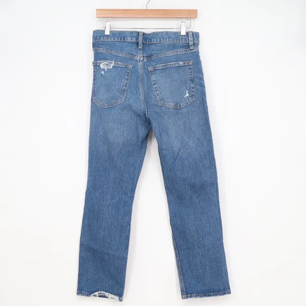 Gap Cheeky Straight High Rise Distressed Blue Denim Jeans Womens Size 28 6R - Image 4