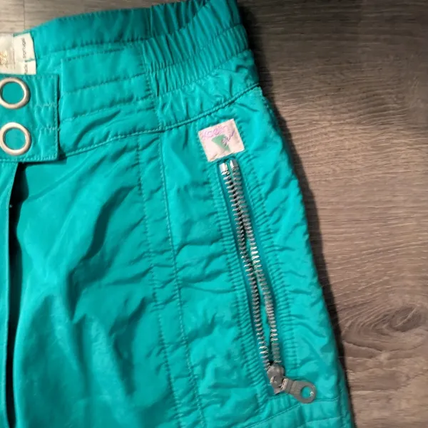 Kaelin Ski 24k Gold Collection Vintage 80's Turquoise Blue Ski Pants Size 8 - Image 4