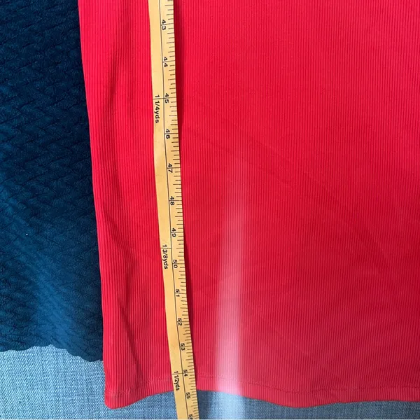 Haute Monde Red Stretch Ribbed Jersey Knit Side Slit Bodycon‎ Scoop Maxi Dress S - Image 13