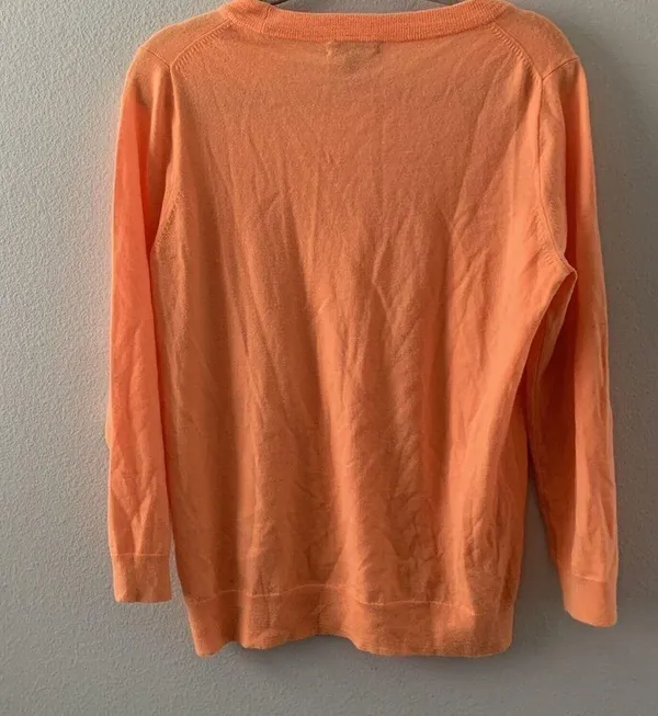 J. Crew Womens Size Large Orange Merino Wool Blend Pullover Sweater - Image 3