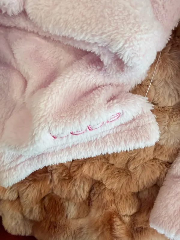 NWT Bebe Fuzzy Lace Pink Fleece Pajamas Set Size Extra Small - Image 4