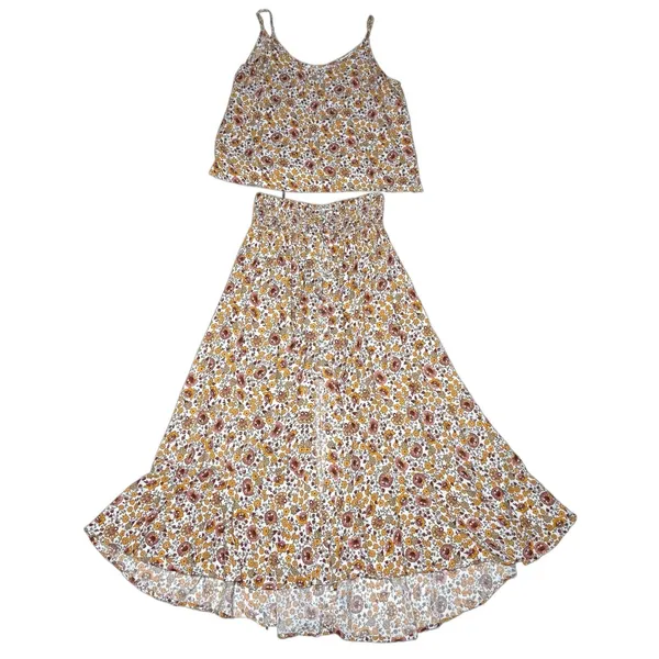 Cynthia Rowley Top Midi Skirt Set L Floral Matching Outfit‎ Peasant Cottage Boho - Image 10