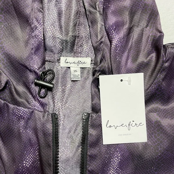 NWT - Love Fire - Women’s Purple Light Weight Rain Jacket - Size Large - Image 5