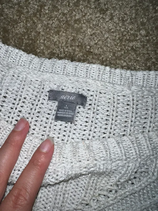 Aerie White Knit Sweater - Image 5