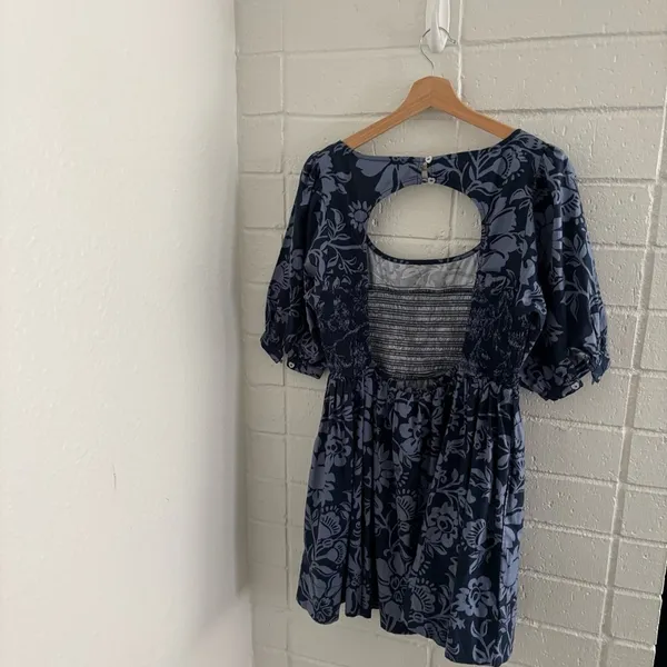 NWOT free people dear Delilah blue floral puff sleeve smocked mini dress - Image 5
