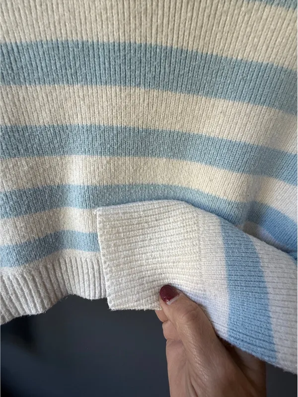 Sincerely Jules Striped Knit Sweater with Collar, Size Small - Image 5