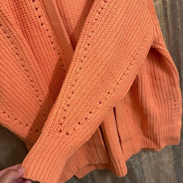 Free People Peach Orange Nightingale Chunky Long Cardigan‎ Sweater Small NWOT - Image 4