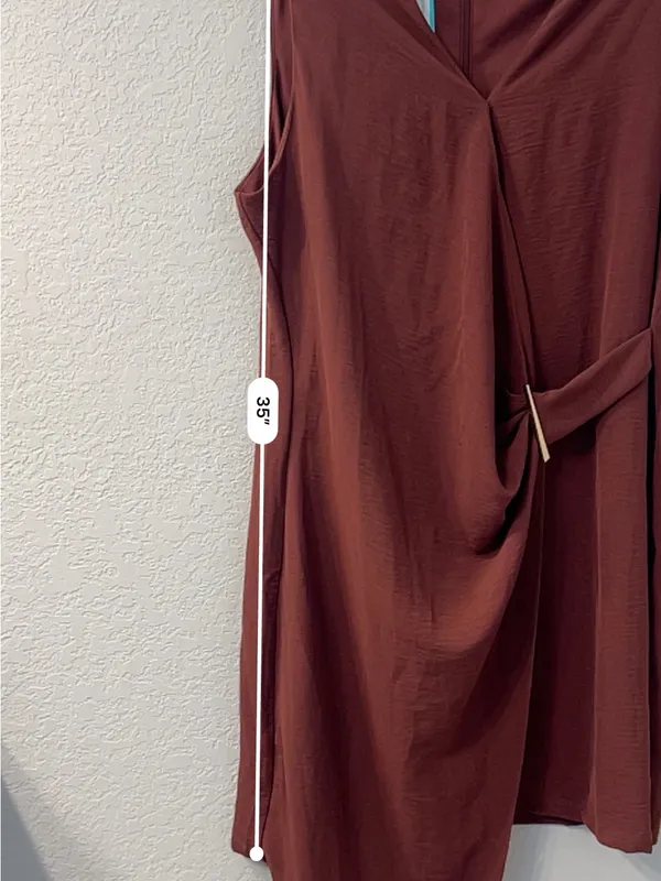 Asymmetrical Burgundy Dress‎ - Image 5