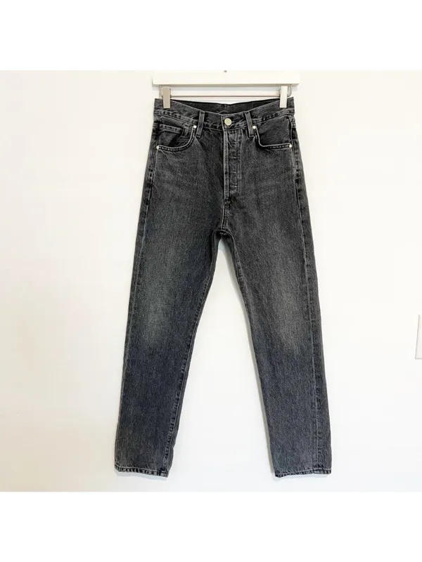 Goldsign‎ Benefit Jeans Size 24 Gray High Rise Straight Rigid Old Money Minimal - Image 3
