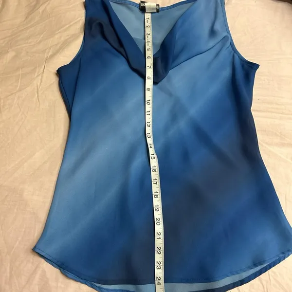 Fashion Bug Vintage Y2K Blue Ombre Cowl Neck Sleeveless Blouse Made in USA size M - Image 6