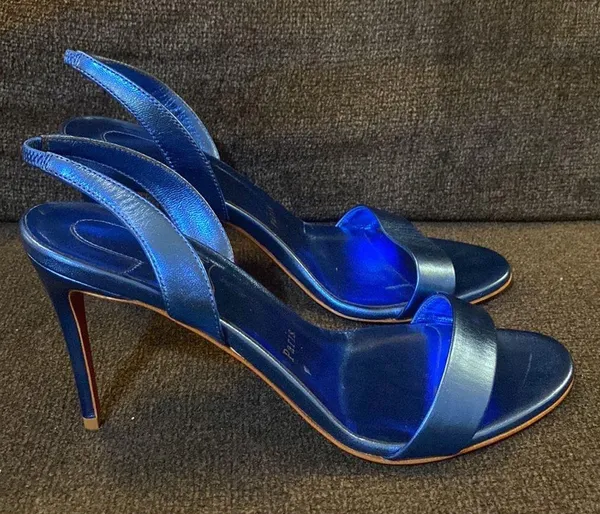 Christian Louboutin blue O Marlyn Heel size 37.5 - Image 3