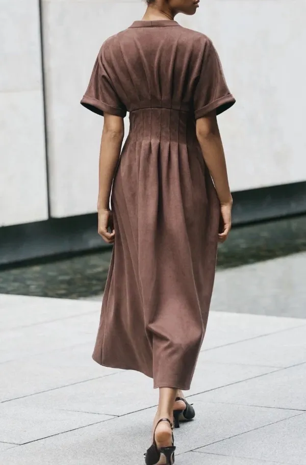 Anthropologie The Tobie Faux Suede Maxi Shirt Dress by Exquise, Size XS - Image 5