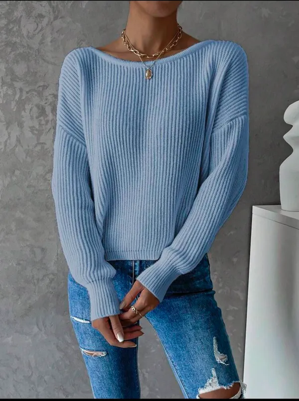 Backless Baby Blue Sweater Size XL - Image 3