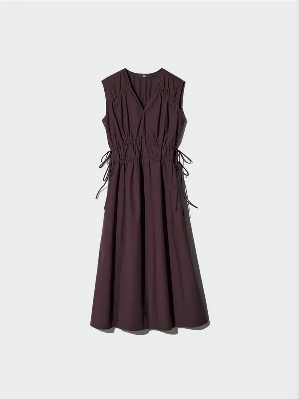 Uniqlo Sleeveless V-Neck Maxi Dress in Plum Brown - Image 2