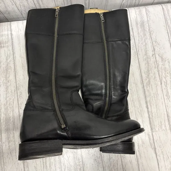 Womens Size 6 Frye Jayden Button Tall Black Leather Boots - Image 10
