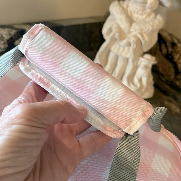 MarleyLilly Personalized Small Cooler Lunch Bag Pink Checked DHT Monogram - Image 5