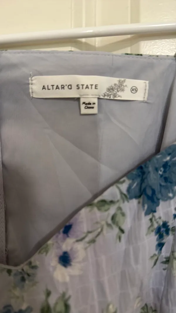 Altar'd State off the shoulder Blue Floral Dress - Image 3