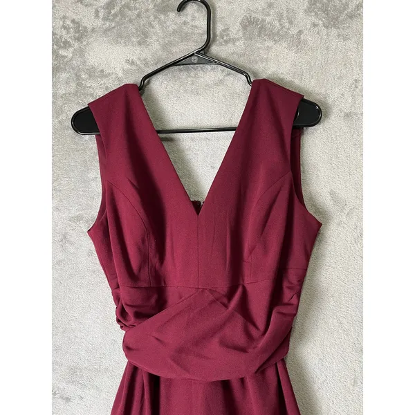 Dress the Population Alessia Sheath Cocktail Dress Plum Slit Large Elegant New - Image 3