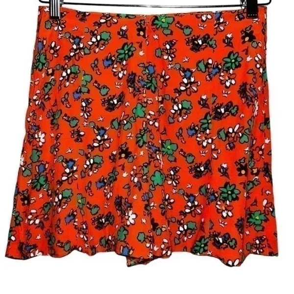 TopShop Women’s Size 4 Orange Ditzy Floral High Rise Shorts - Image 3