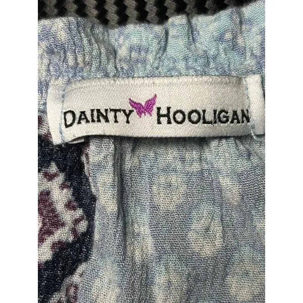 Dainty Hooligan Blue Patchwork Print Off Shoulder Crop Top‎ Boho Festival Small - Image 6