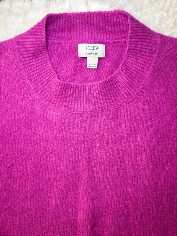 J. Crew Women's Crewneck Sweater in Vibrant Fuchsia Pink - Image 2