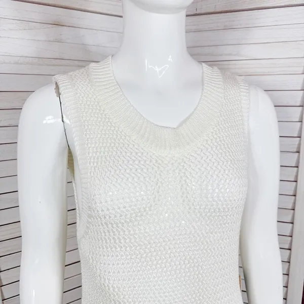 Almost Famous Sheer Crochet Open Back Beach Swim Cover‎ Maxi Dress Cream Medium - Image 6