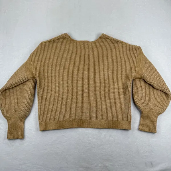 ASOS‎ DESIGN Tall Camel Ribbed Chunky Knit Open Front Balloon Sleeve Cardigan 6 - Image 7
