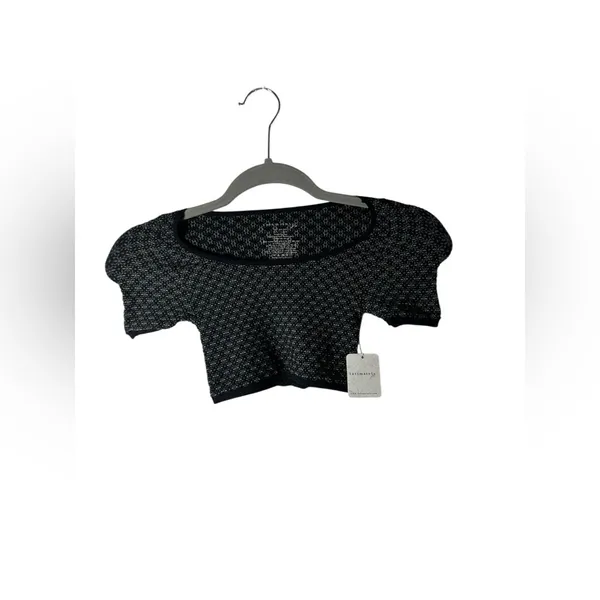 Free‎ People Intimately Black Patterned Knit Crop Top XS/S - Image 2