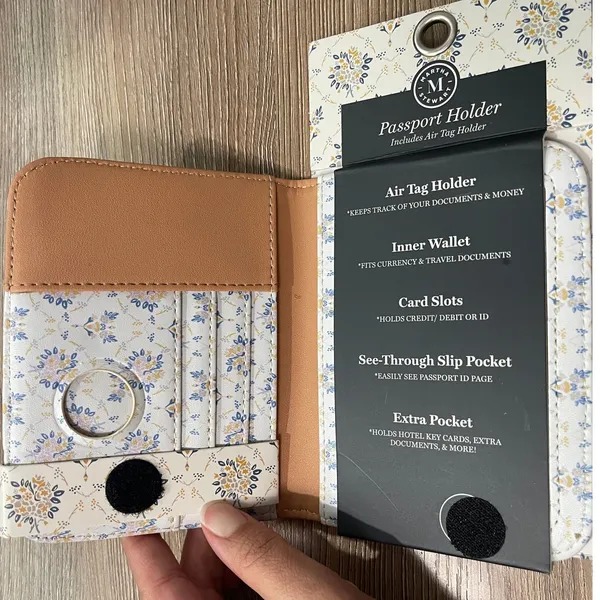 Martha Stewart Floral Passport Holder Elegant Travel Organizer Air Tag Holder - Image 4