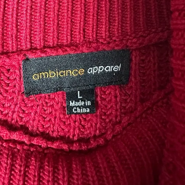 Ambiance Apparel Women’s Sweater Large Red Turtleneck Ribbed Knit‎ Long Sleeve - Image 8