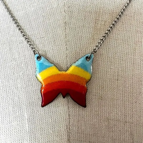 Rainbow butterfly pendant necklace - Image 10
