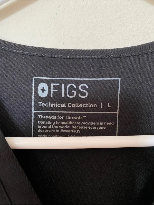 FIGS Catarina One Pocket V-Neck Scrub Top Black Sz Large - Image 4