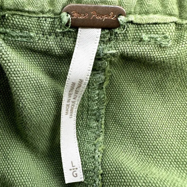 Free People Lights Down Rolled Tapered Leg Pants Relaxed Fit Belted Green Large - Image 3